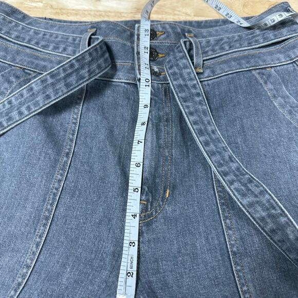 Veronica Beard Logan Straight Leg Jeans Tie Belt Extra High Rise Size 32 NWT - Picture 11 of 12
